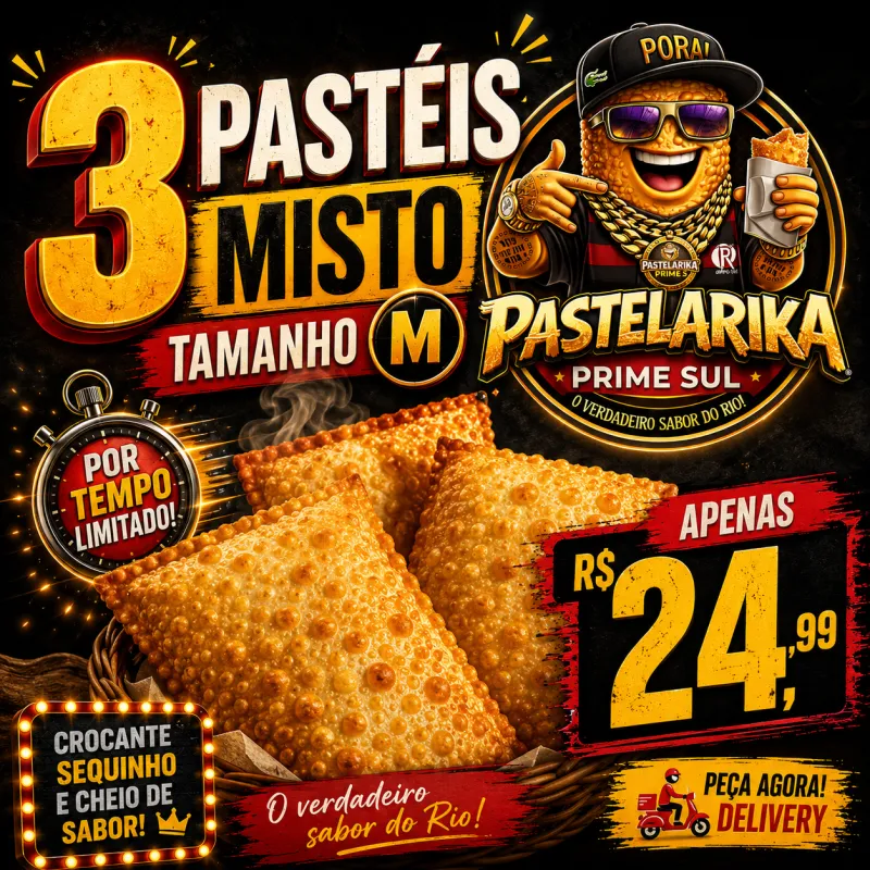 Mega Oferta 3 Pastéis Misto M por 24,99
